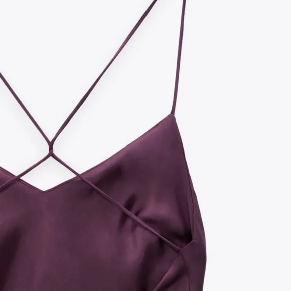 Zara Slip Dress Satin Maxi Open Back Size S - Picture 7 of 12